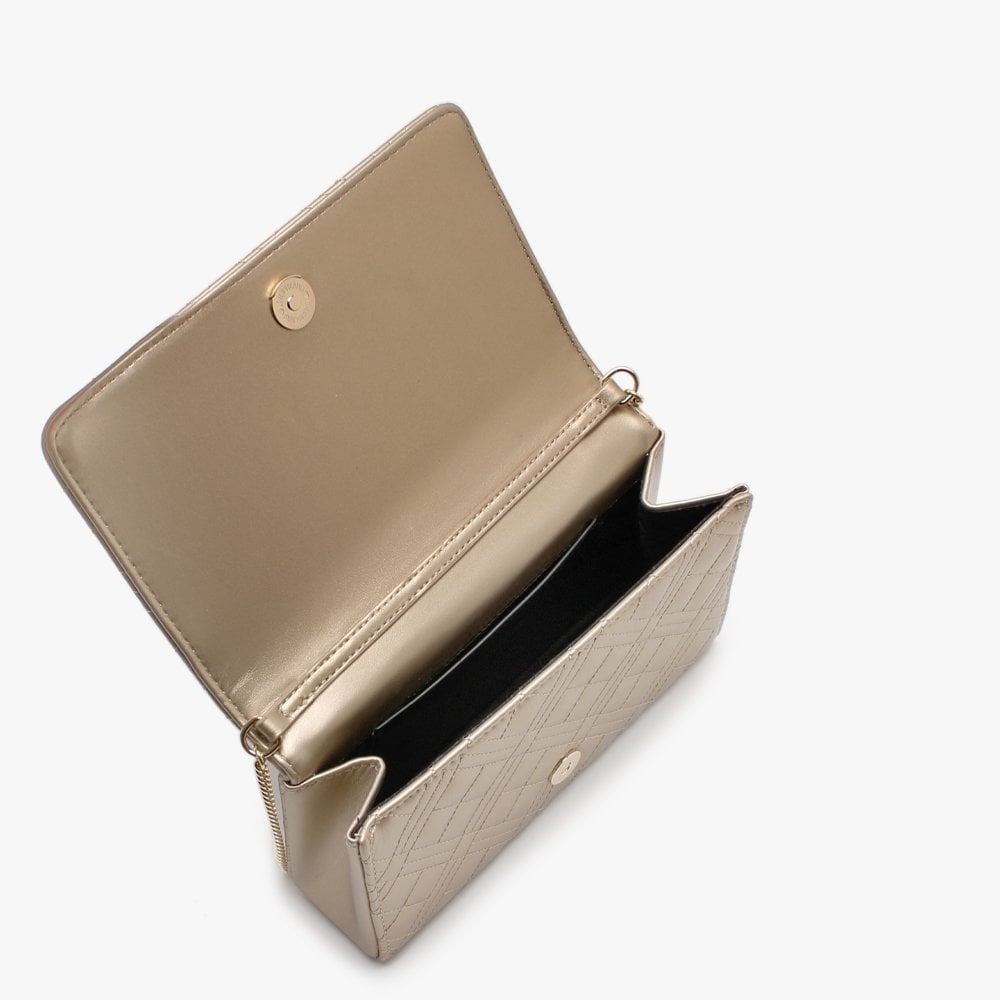Diamond Quilted Check Gold Cross-Body Bag