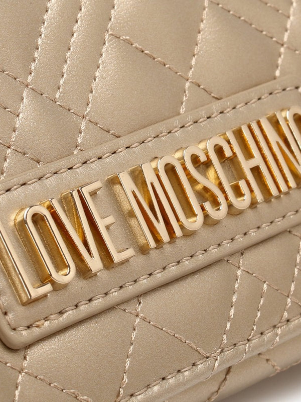 Diamond Quilted Check Gold Cross-Body Bag