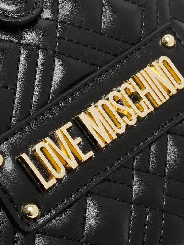 Diamond Check Quilted Black Belt Bag