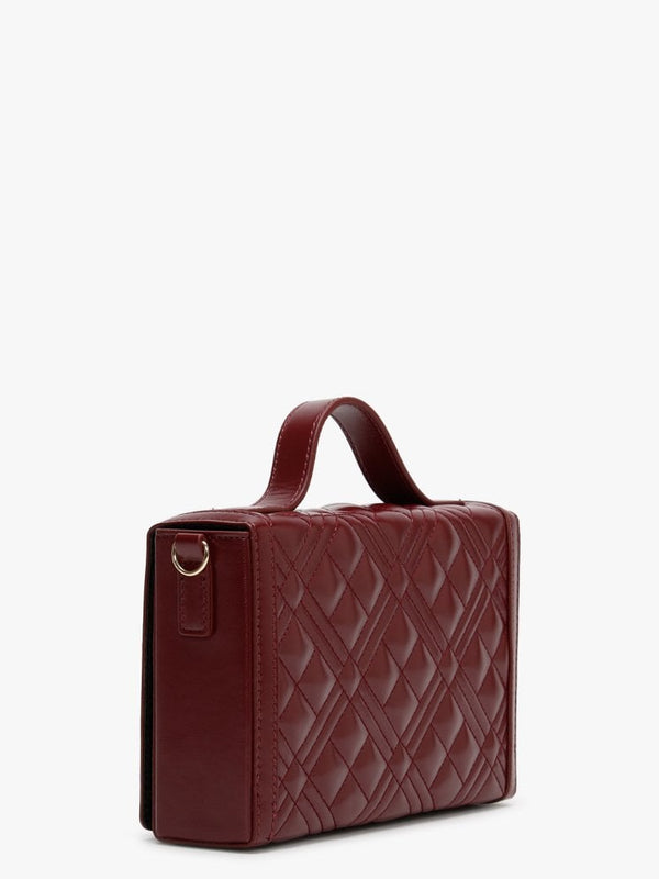 Dimond Check Burgundy Top Handle Bag