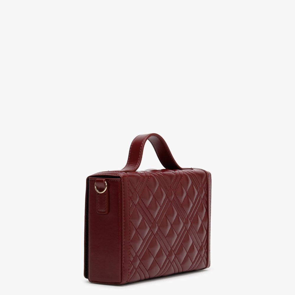 Dimond Check Burgundy Top Handle Bag