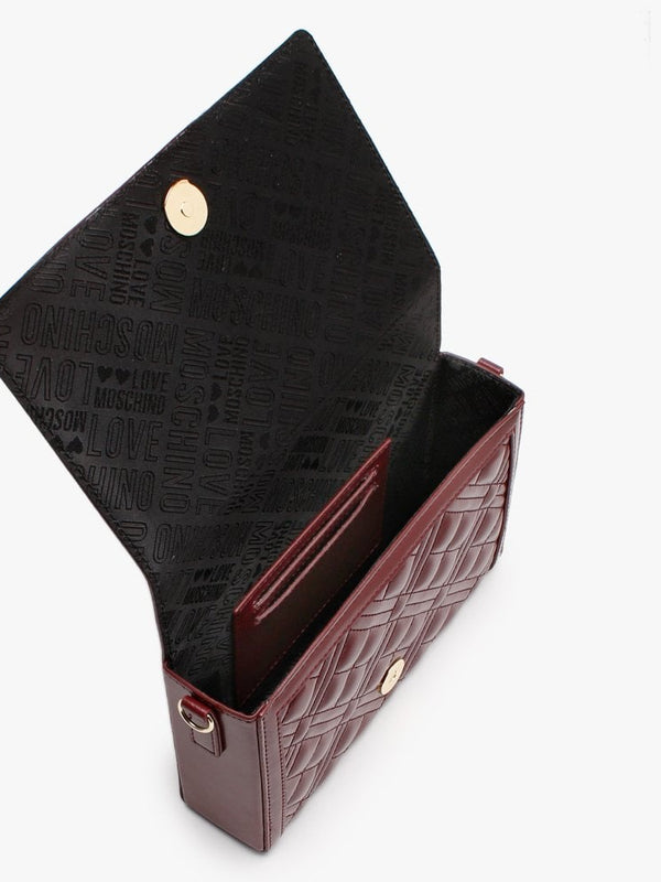 Dimond Check Burgundy Top Handle Bag