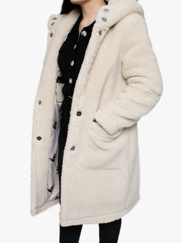 Marvellous Cream Wool Longline Hooded Coat