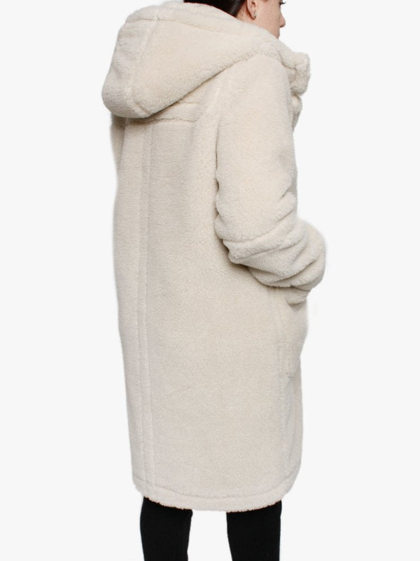 Marvellous Cream Wool Longline Hooded Coat