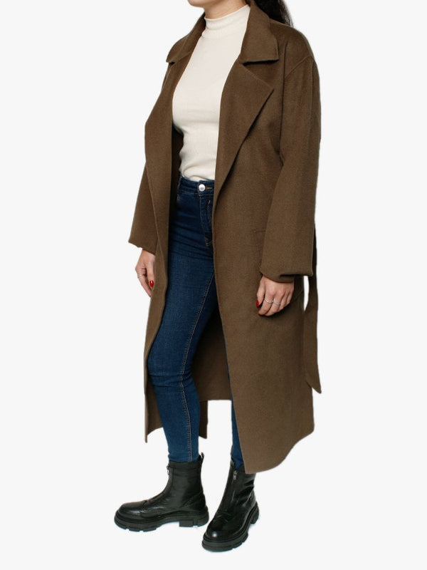 Firenze Khaki Wool Longline Coat
