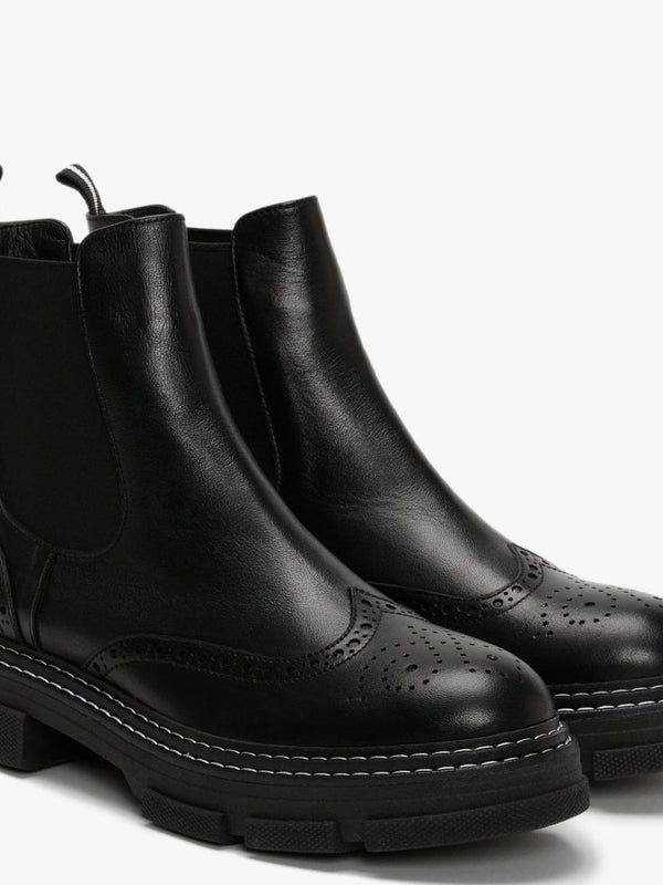 Battuso Black Leather Brogue Chelsea Boots
