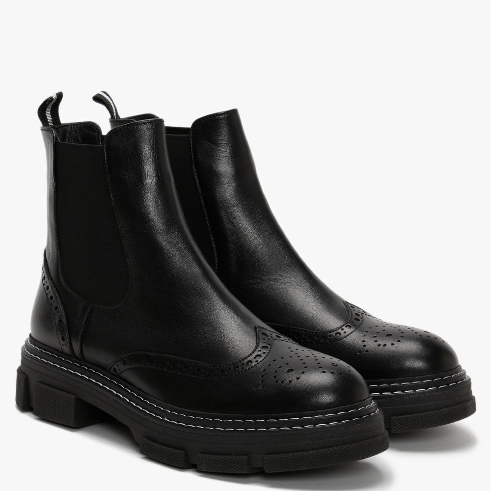 Battuso Black Leather Brogue Chelsea Boots