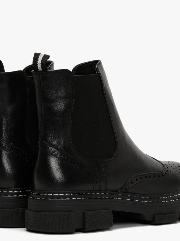 Battuso Black Leather Brogue Chelsea Boots