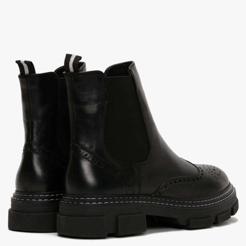 Battuso Black Leather Brogue Chelsea Boots