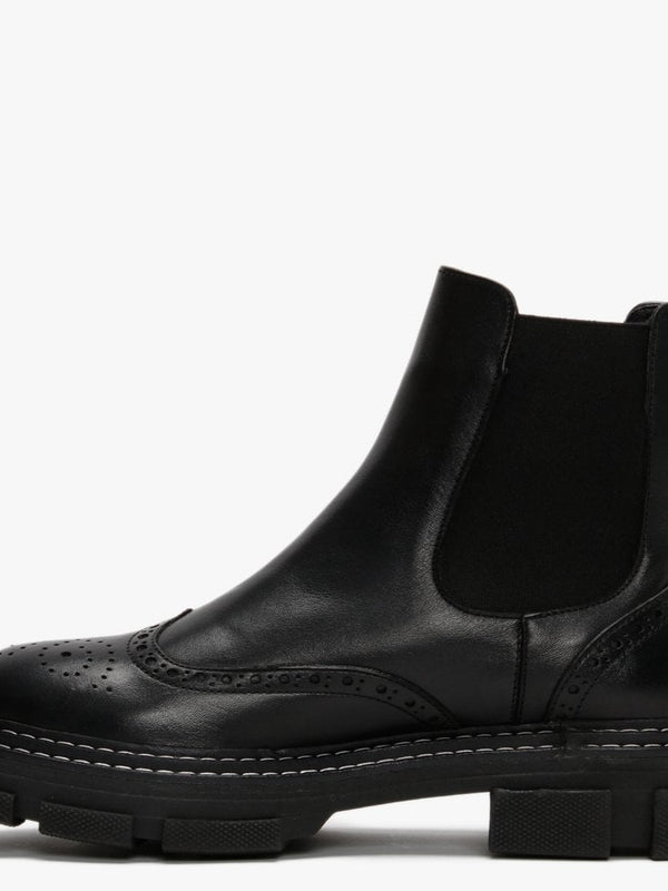 Battuso Black Leather Brogue Chelsea Boots