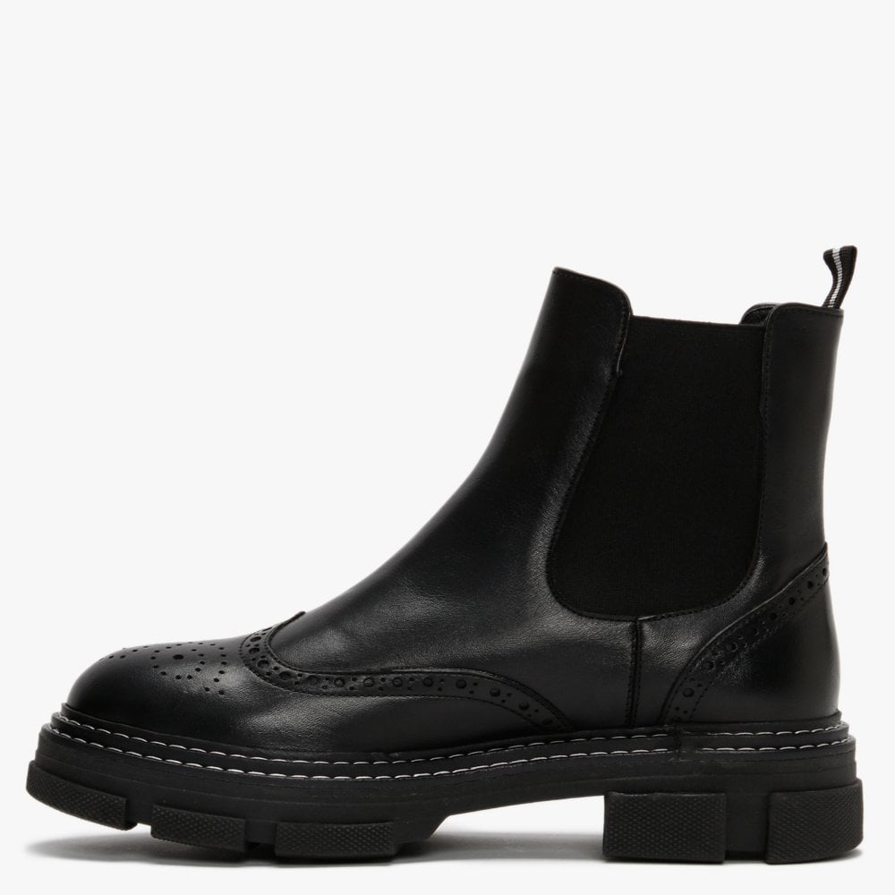 Battuso Black Leather Brogue Chelsea Boots