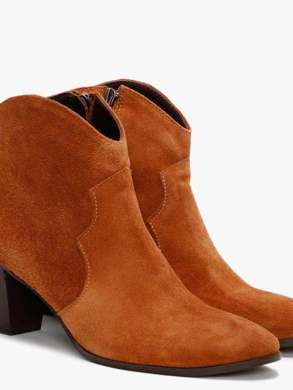 Barara Brown Suede Western Ankle Boots