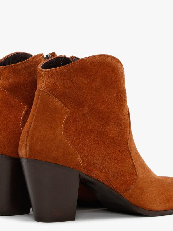 Barara Brown Suede Western Ankle Boots