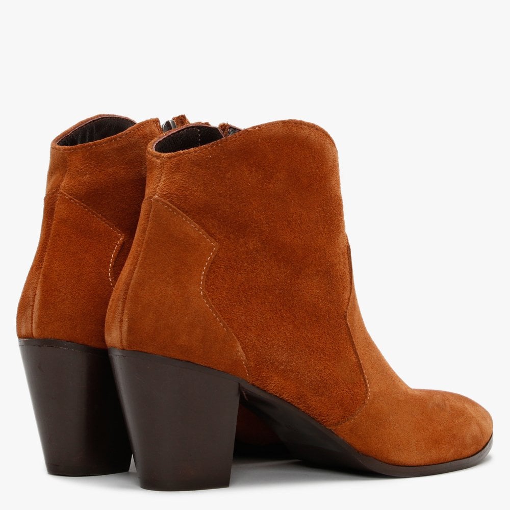 Barara Brown Suede Western Ankle Boots