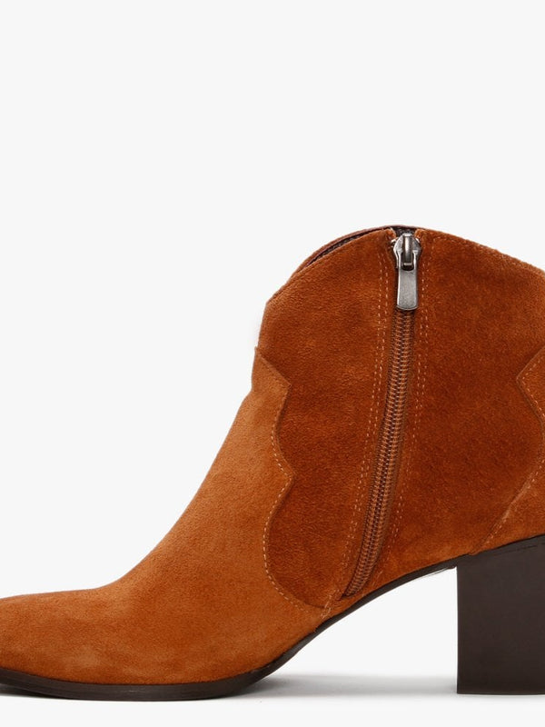 Barara Brown Suede Western Ankle Boots