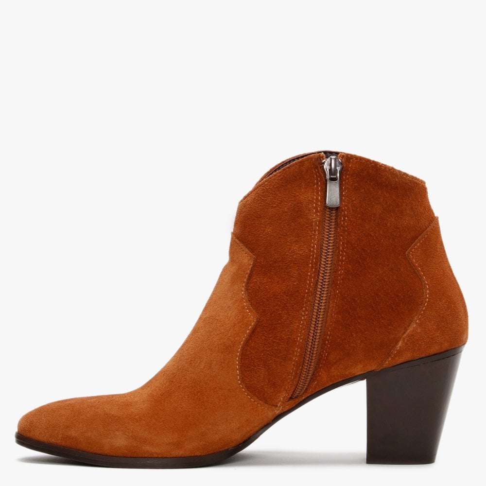 Barara Brown Suede Western Ankle Boots