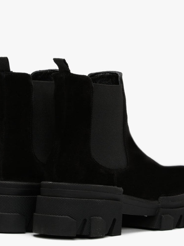 Bigo Black Suede Chunky Chelsea Boots