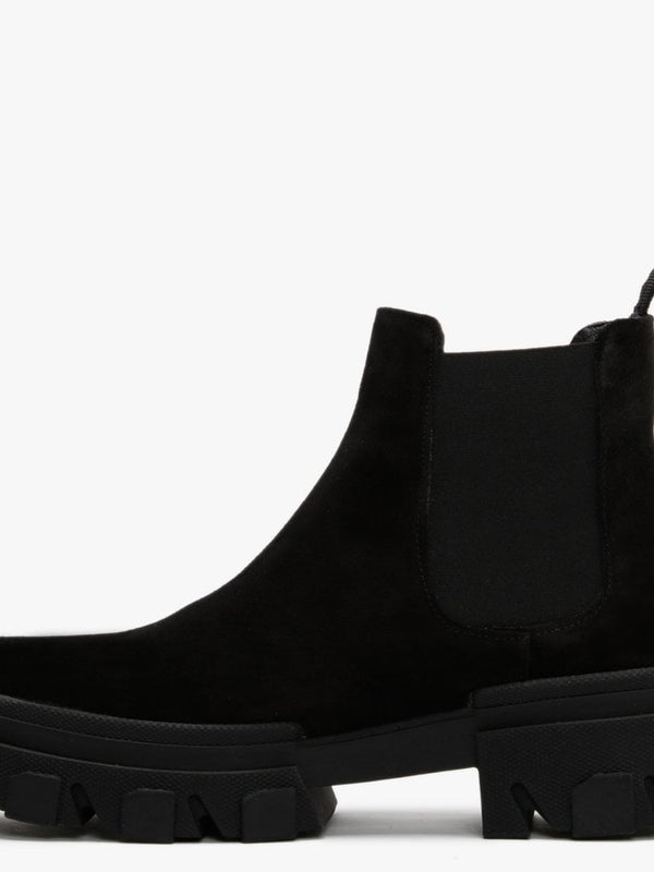 Bigo Black Suede Chunky Chelsea Boots