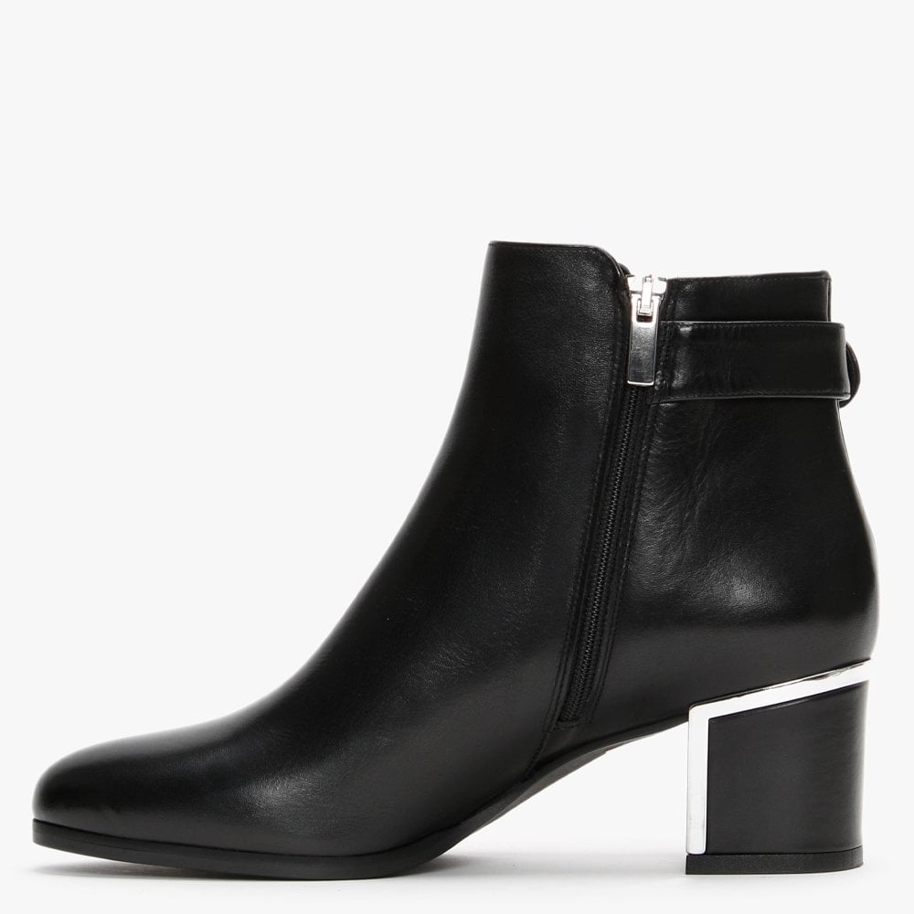 Enthie Black Leather Buckle Ankle Boots