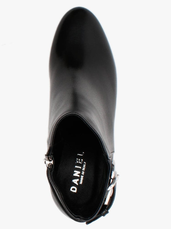 Enthie Black Leather Buckle Ankle Boots