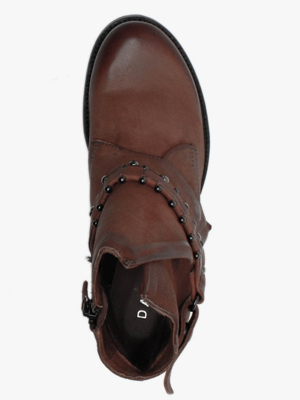 Madison Tan Leather Studded Strap Ankle Boots