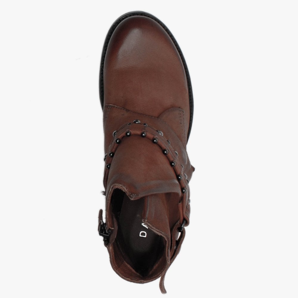 Madison Tan Leather Studded Strap Ankle Boots