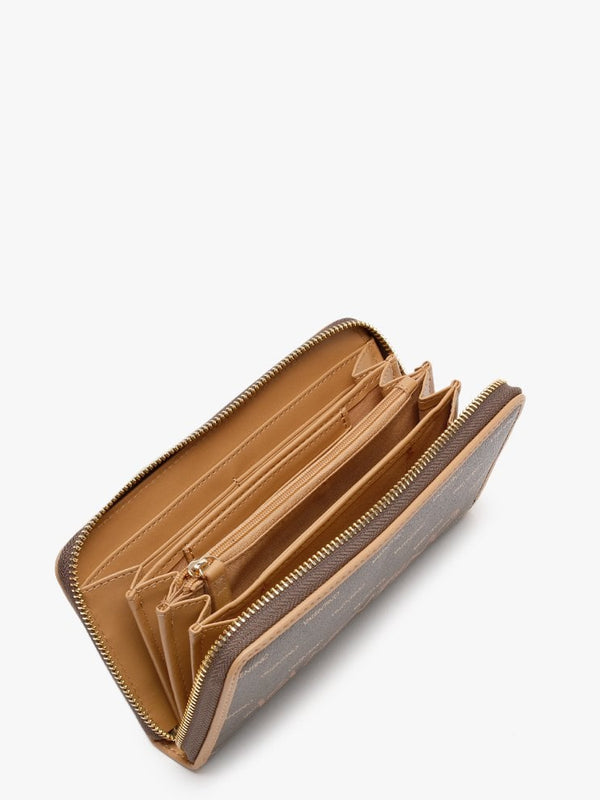 Liuto Repeat Logo Cuoio Zip Around Wallet