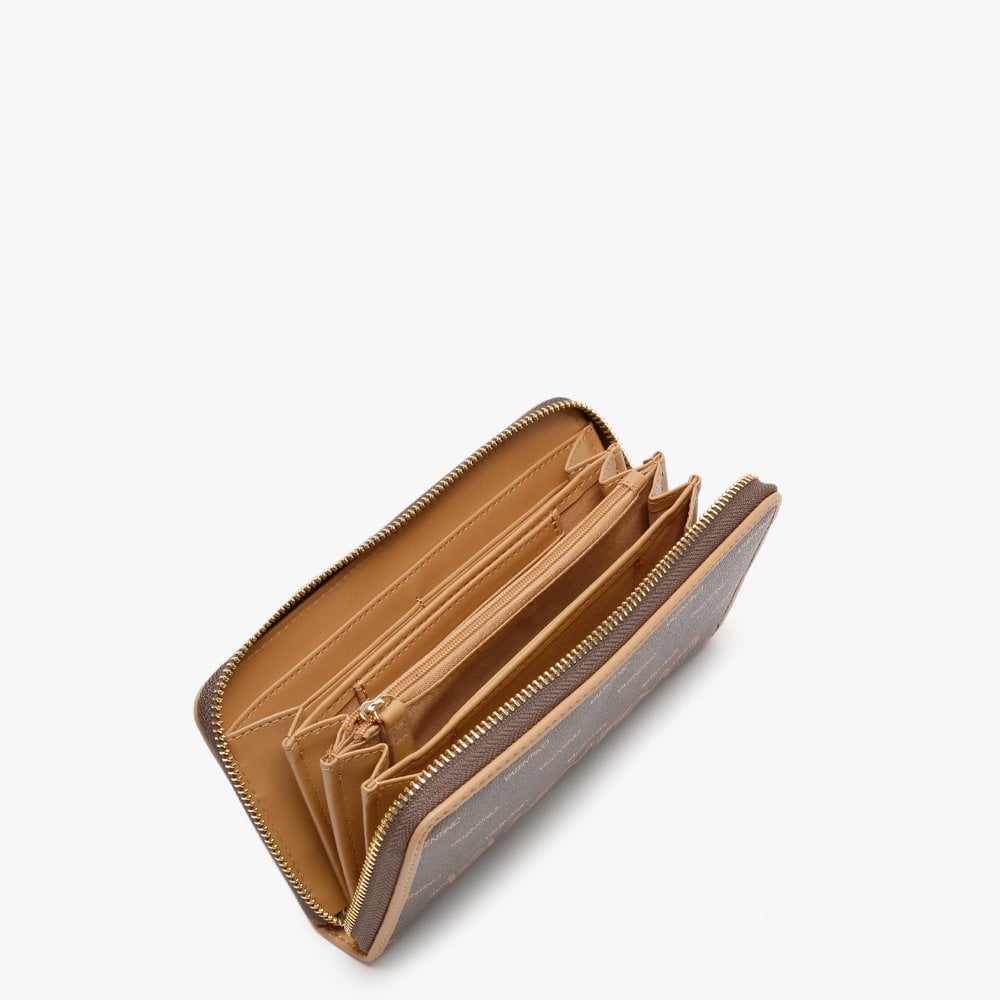Liuto Repeat Logo Cuoio Zip Around Wallet