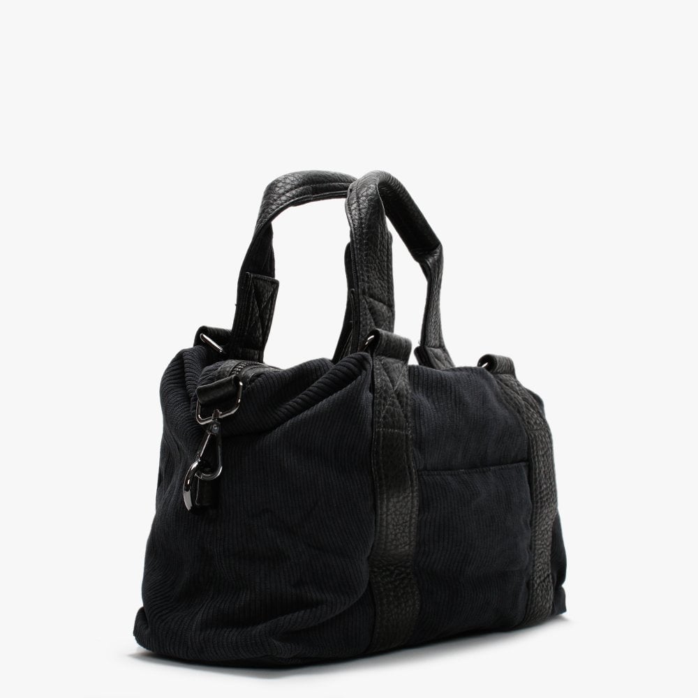 Luca Cord Black Slouchy Bag