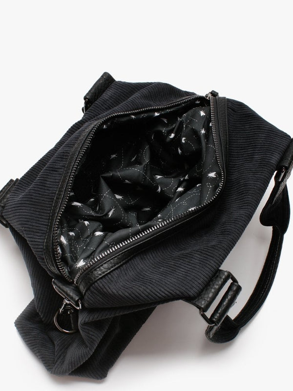 Luca Cord Black Slouchy Bag