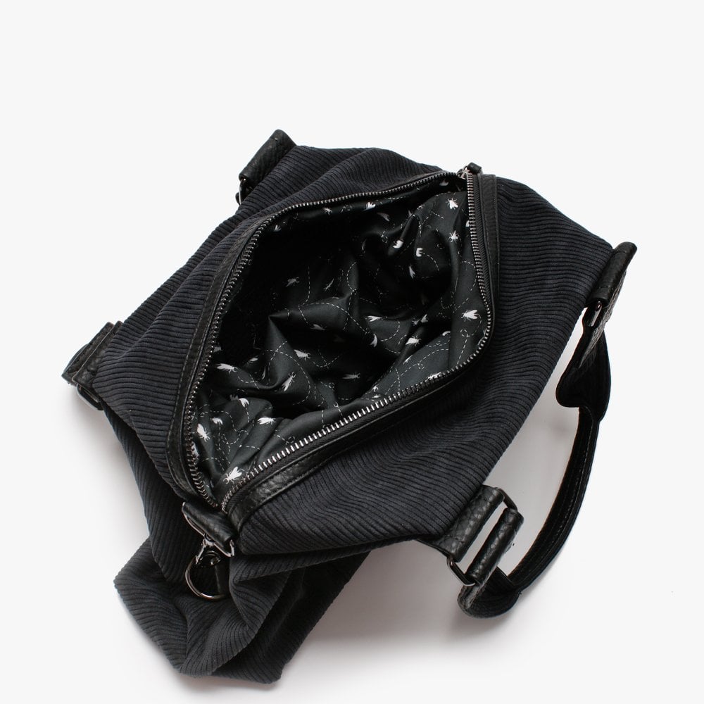 Luca Cord Black Slouchy Bag