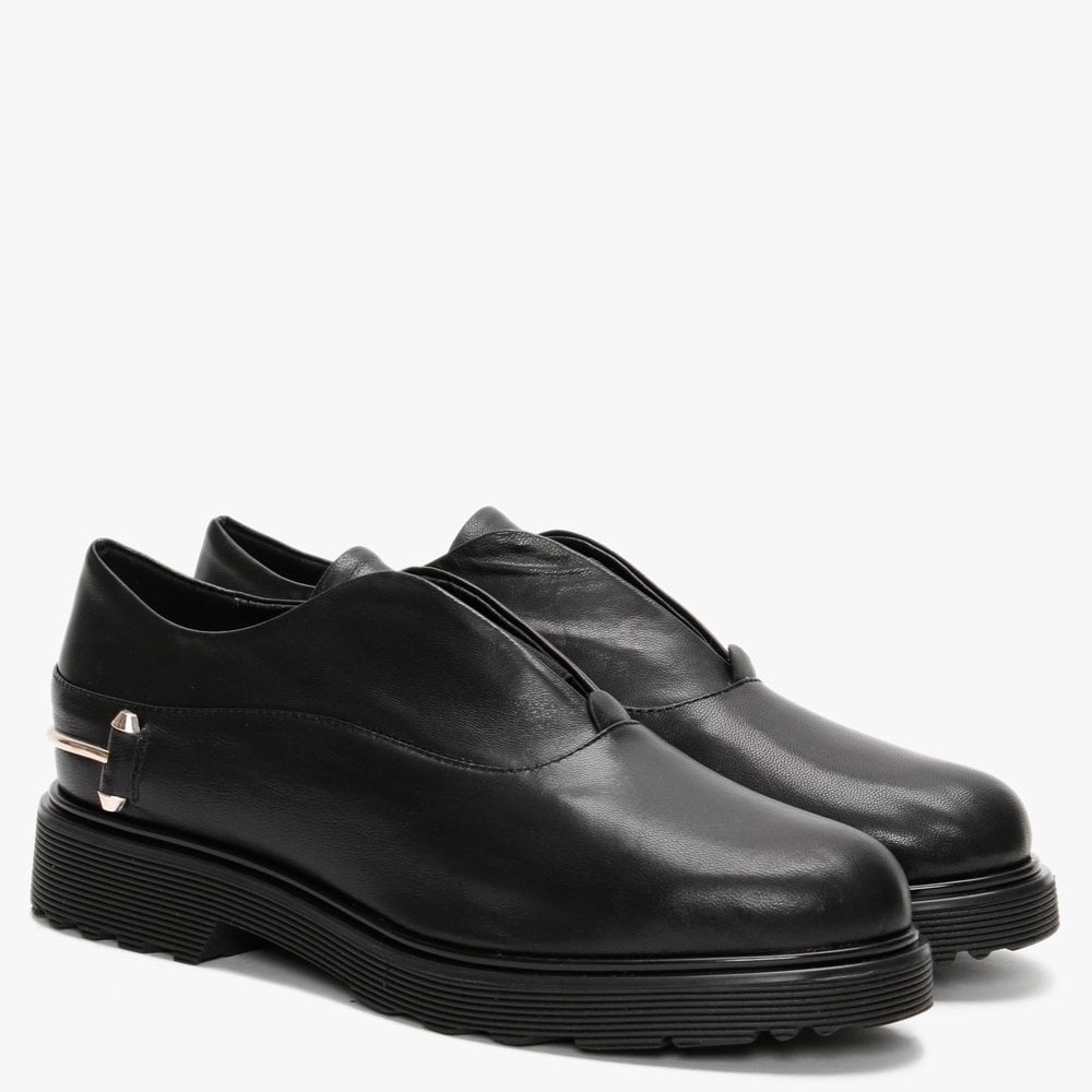 Reko Black Leather Loafers