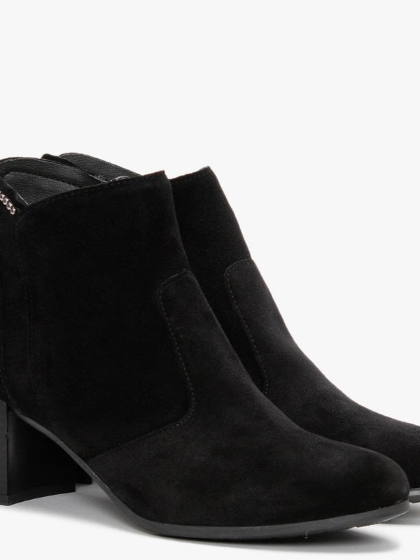 Lupos Black Suede Studded Ankle Boots