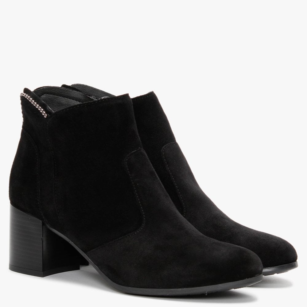 Lupos Black Suede Studded Ankle Boots