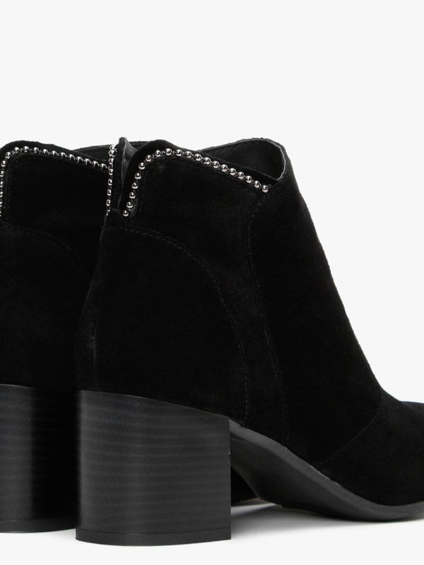 Lupos Black Suede Studded Ankle Boots