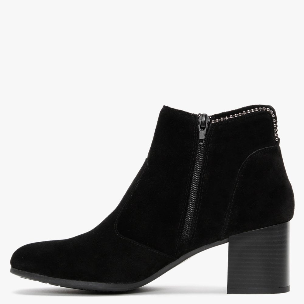 Lupos Black Suede Studded Ankle Boots