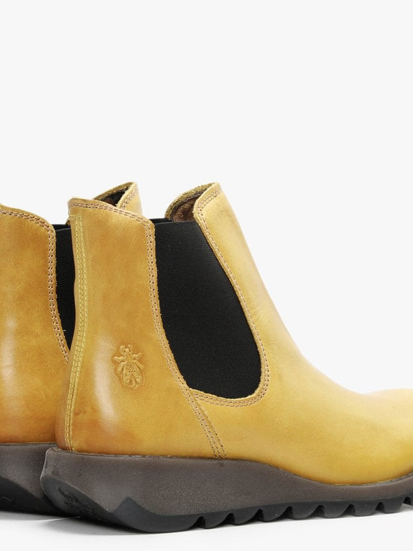 Salv Mustard Leather Wedge Chelsea Boots
