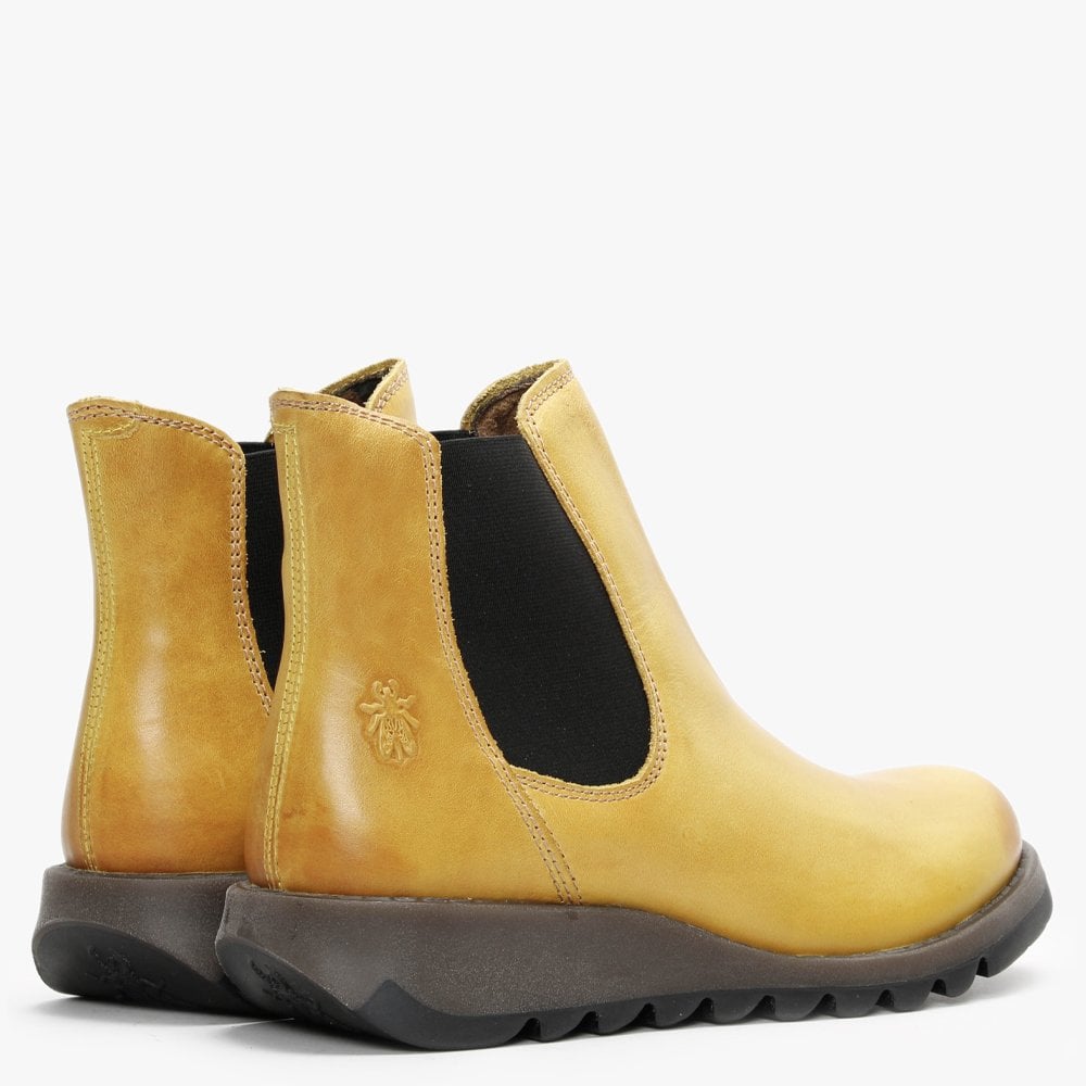 Salv Mustard Leather Wedge Chelsea Boots