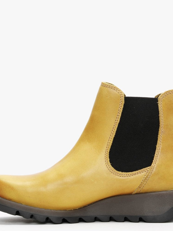 Salv Mustard Leather Wedge Chelsea Boots