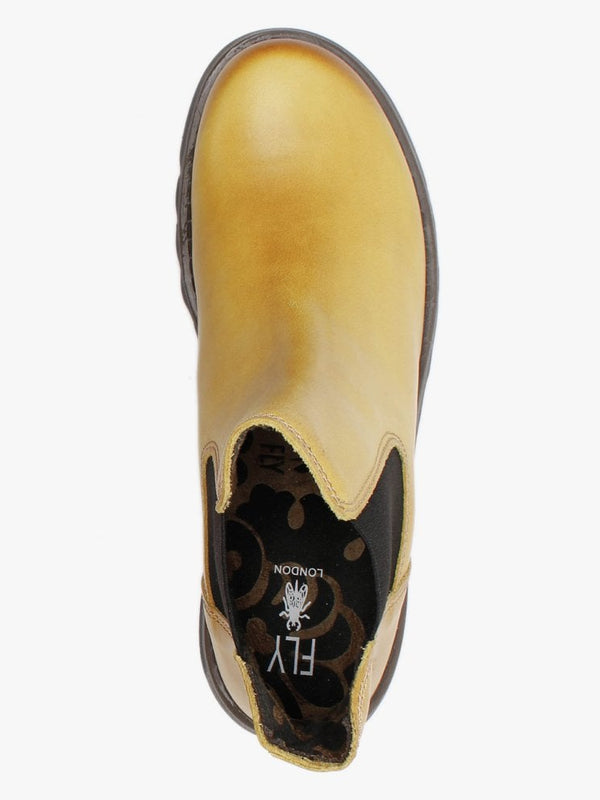 Salv Mustard Leather Wedge Chelsea Boots