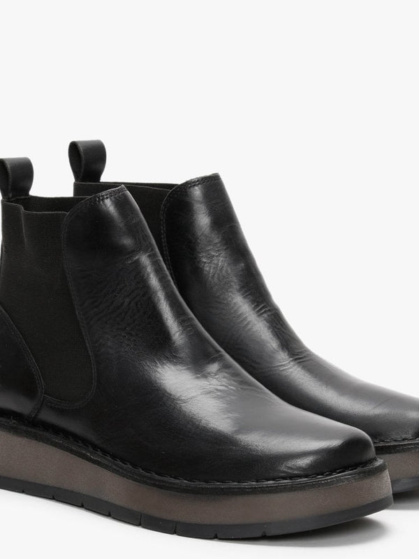Raya Black Leather Chelsea Boots