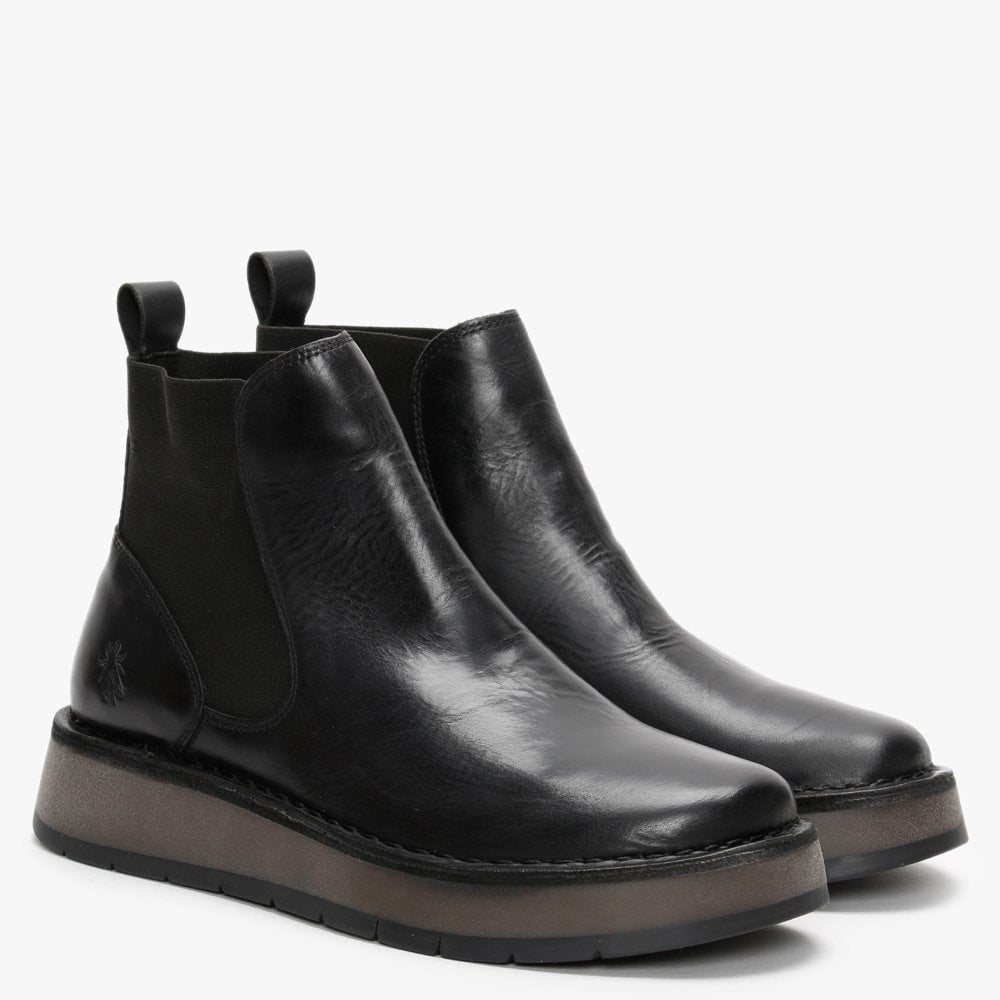 Raya Black Leather Chelsea Boots