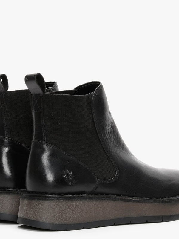 Raya Black Leather Chelsea Boots