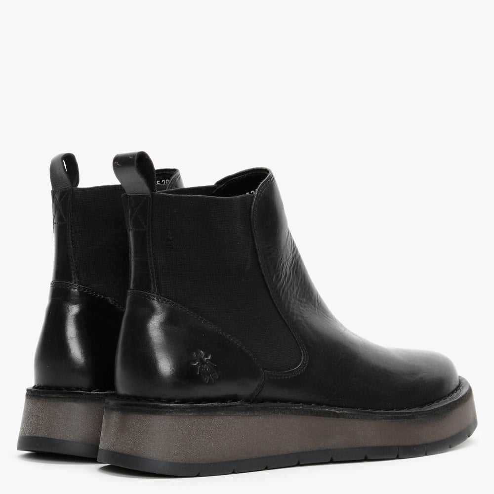 Raya Black Leather Chelsea Boots