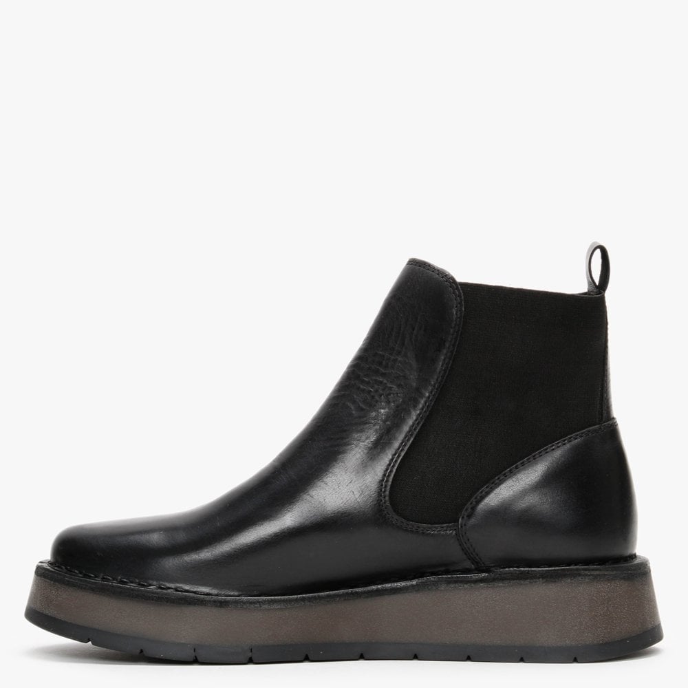 Raya Black Leather Chelsea Boots
