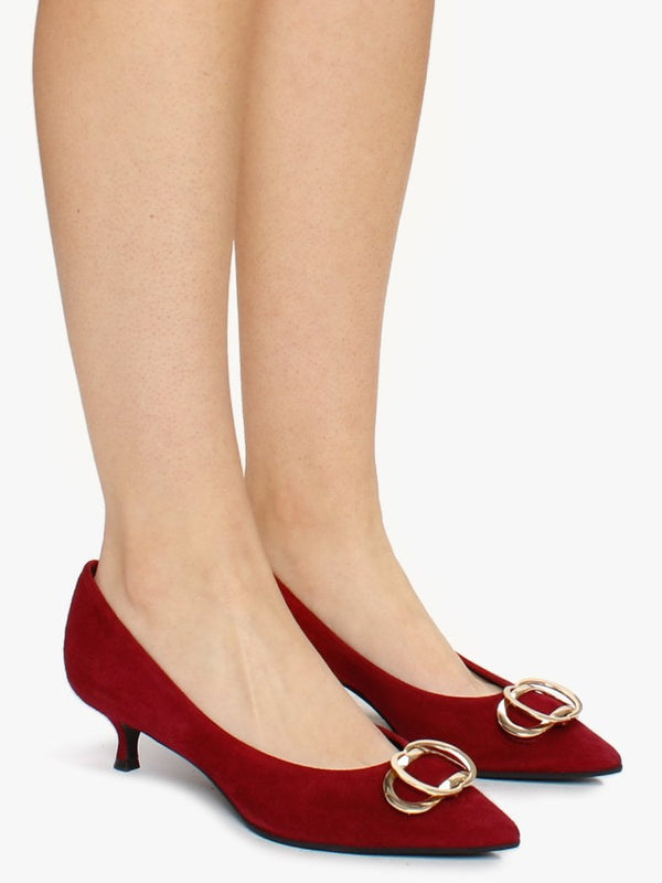 Elissa Burgundy Suede Kitten Heel Court Shoes
