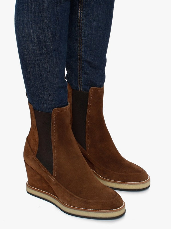 Naro Tan Suede Wedge Chelsea Boots