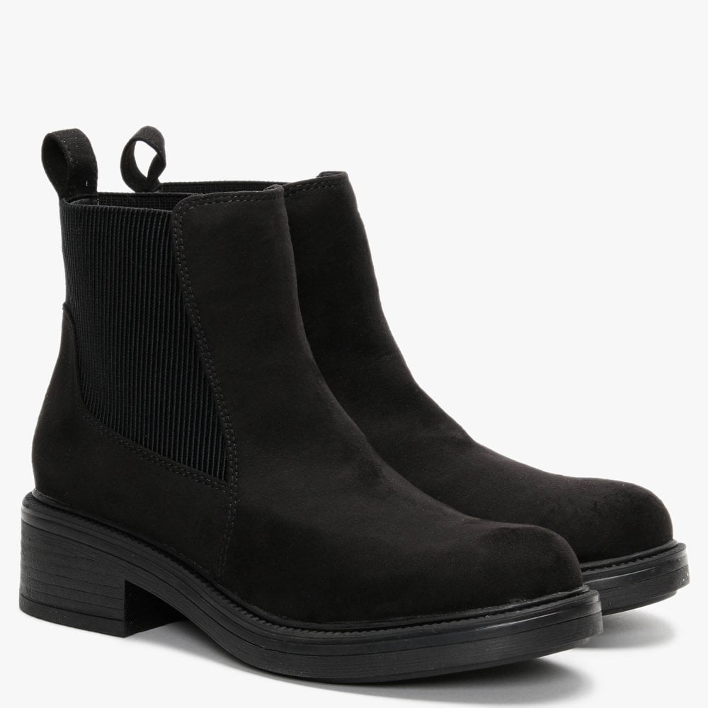 Runk Black Suedette Chelsea Boots