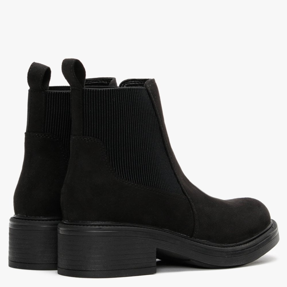 Runk Black Suedette Chelsea Boots