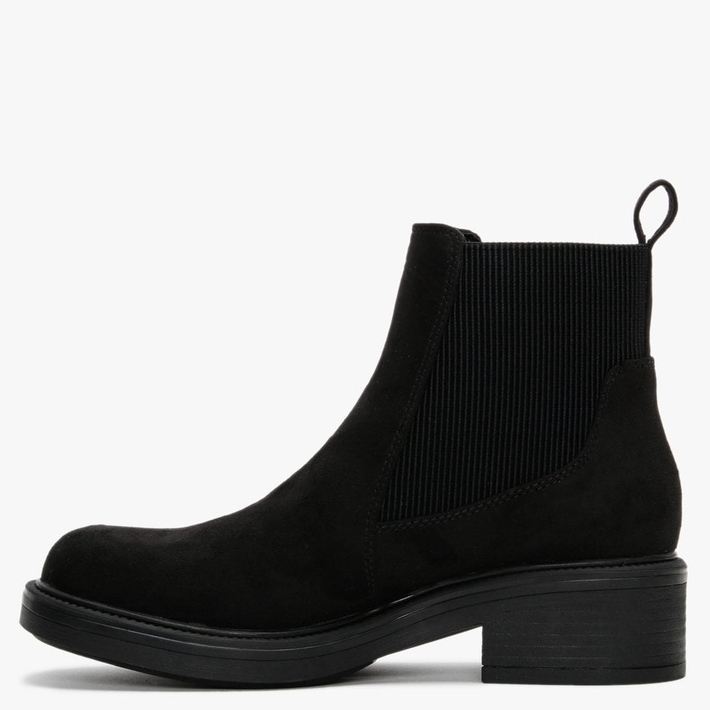 Runk Black Suedette Chelsea Boots